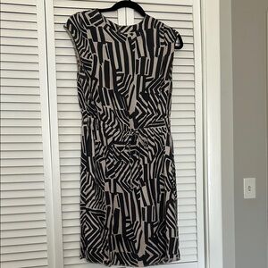 Geometric LOFT Grey and White Dress